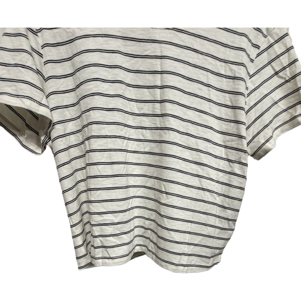 Madewell Whisper Cotton Crewneck Tee Large Ivory Black Stripe NS579 Pima Cotton - Picture 3 of 7